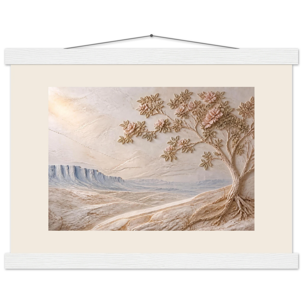 Cliffside Bloom: petra and flora. Fine art poster by The Light Stays.