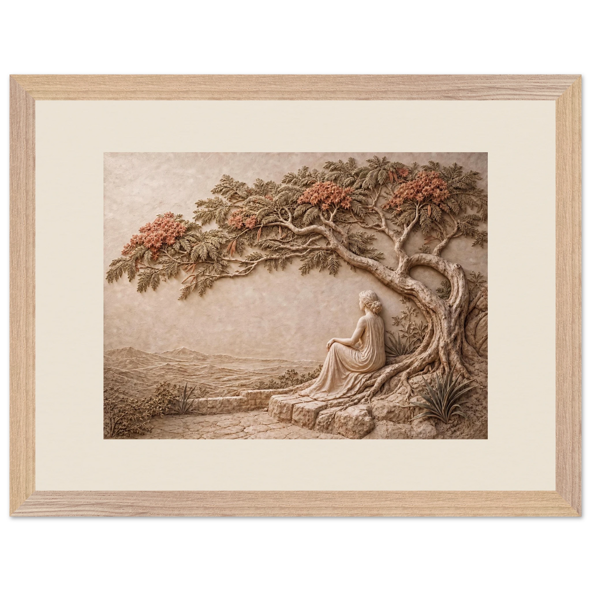 Under the Blossoms: impasto, figure and blossoming canopy. Framed fine art print by The Light Stays.