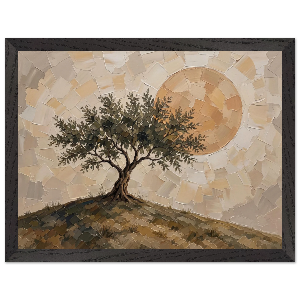 Olive Noon: hills, botanical and golden tones. Framed fine art print by The Light Stays.