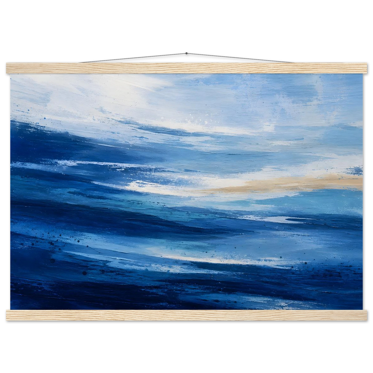 Atlantic Blue: coastline, ocean and texture. Fine art poster with wooden hanger by The Light Stays.