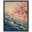 Blossom Tide: japanese art, cherry blossom and wave. Museum-quality framed fine art print.