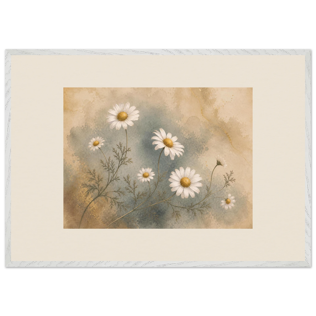 Chamomile Hours: flowers and botanical. Museum-quality framed fine art print.