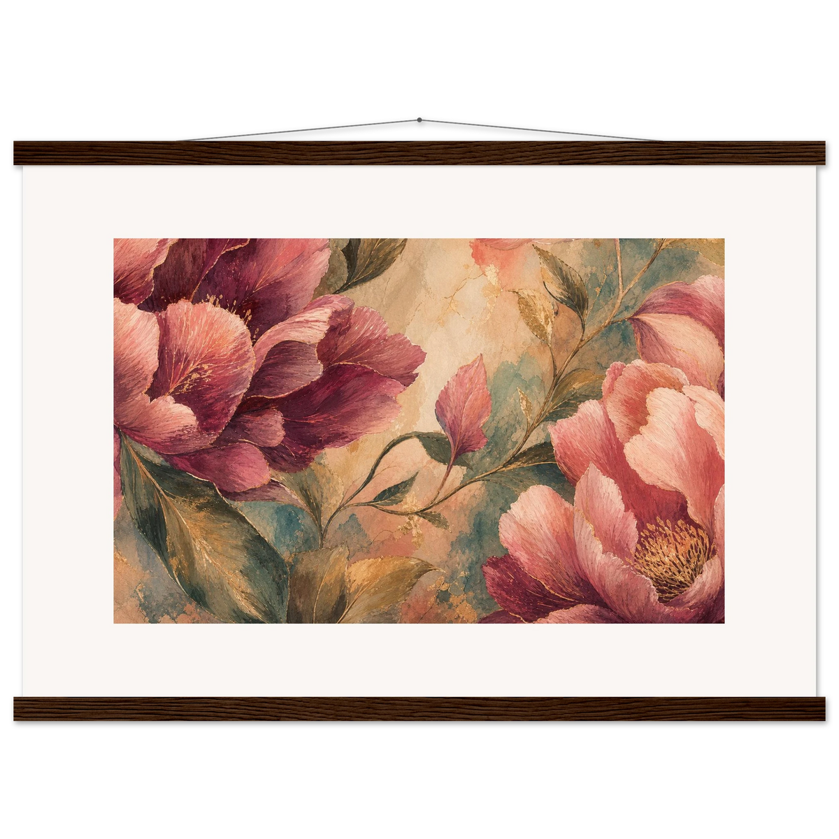 Crimson Peonies: flowers and botanical. Fine art poster by The Light Stays.