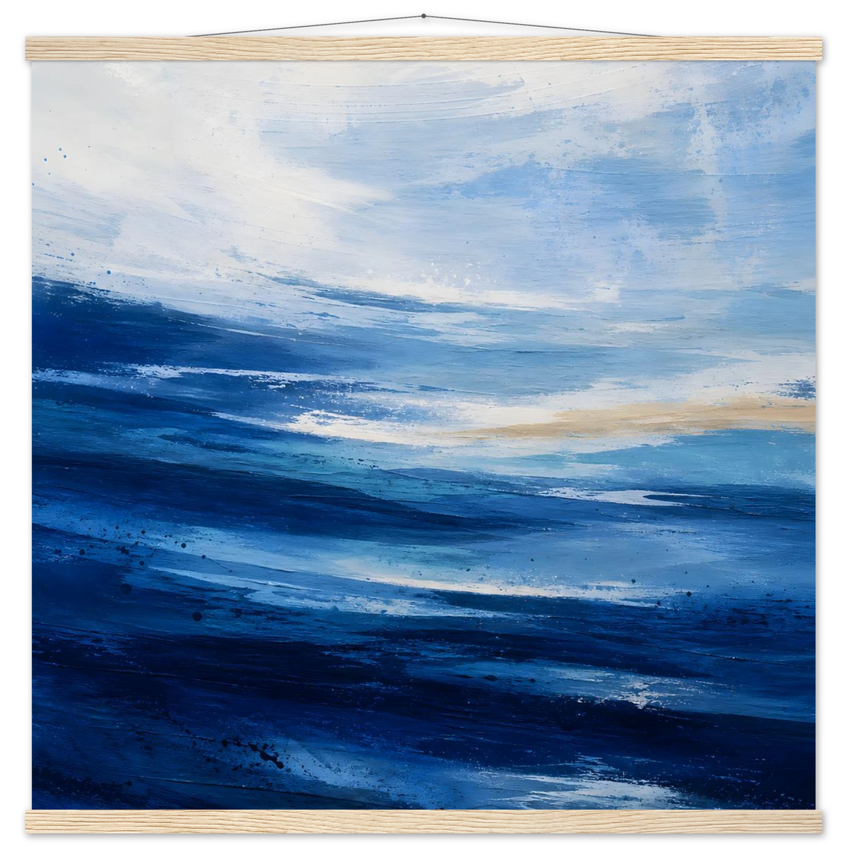 Atlantic Blue: coastline, ocean and texture. Fine art poster with wooden hanger by The Light Stays.