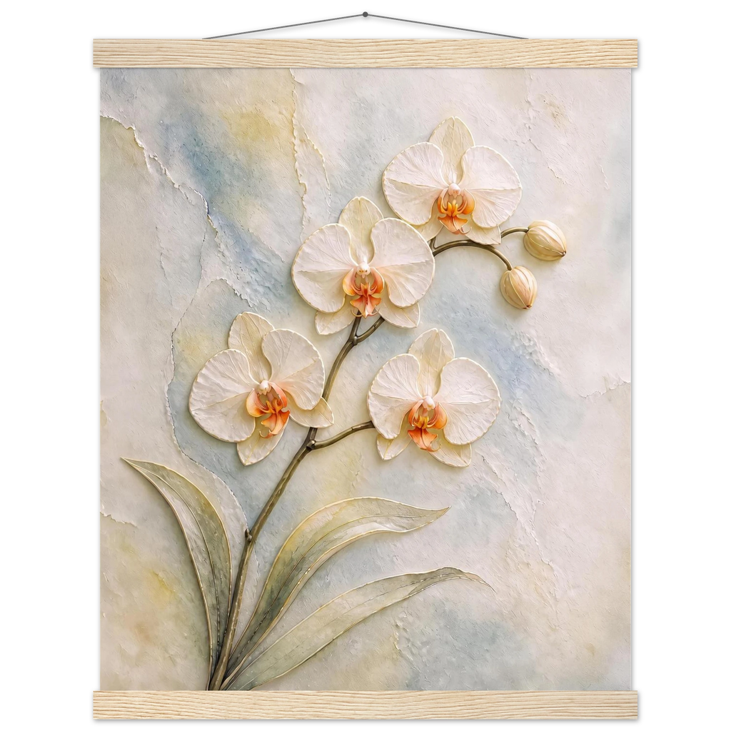 Porcelain Orchid: flowers and botanical. Museum-quality fine art poster.