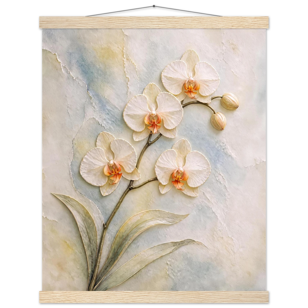 Porcelain Orchid: flowers and botanical. Museum-quality fine art poster.