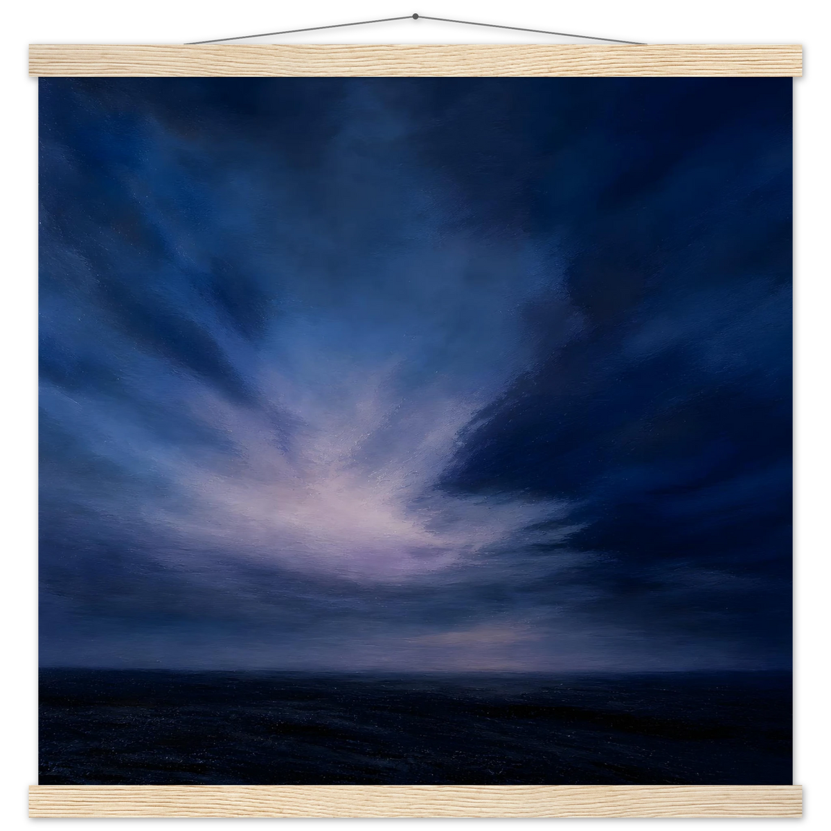Blue Hour Field: night, horizon and deep blue. Fine art poster, alternate frame and size.
