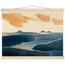 Amber and Indigo, abstract, coastline and color field. Archival fine art poster shown framed.