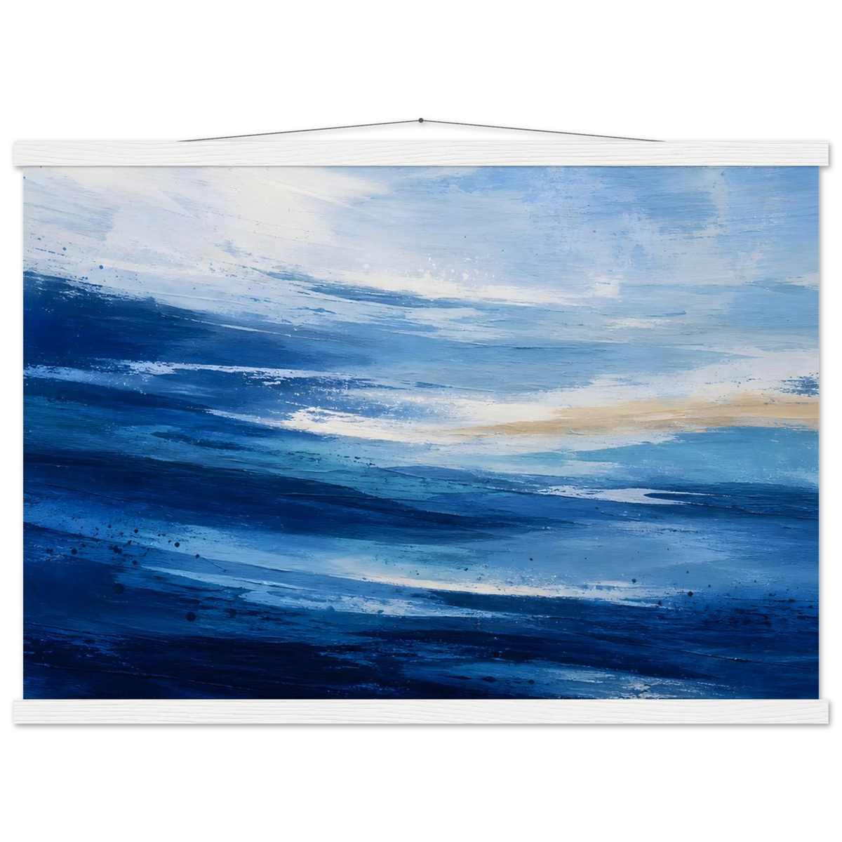 Atlantic Blue: coastline, ocean and texture. Fine art poster with wooden hanger by The Light Stays.
