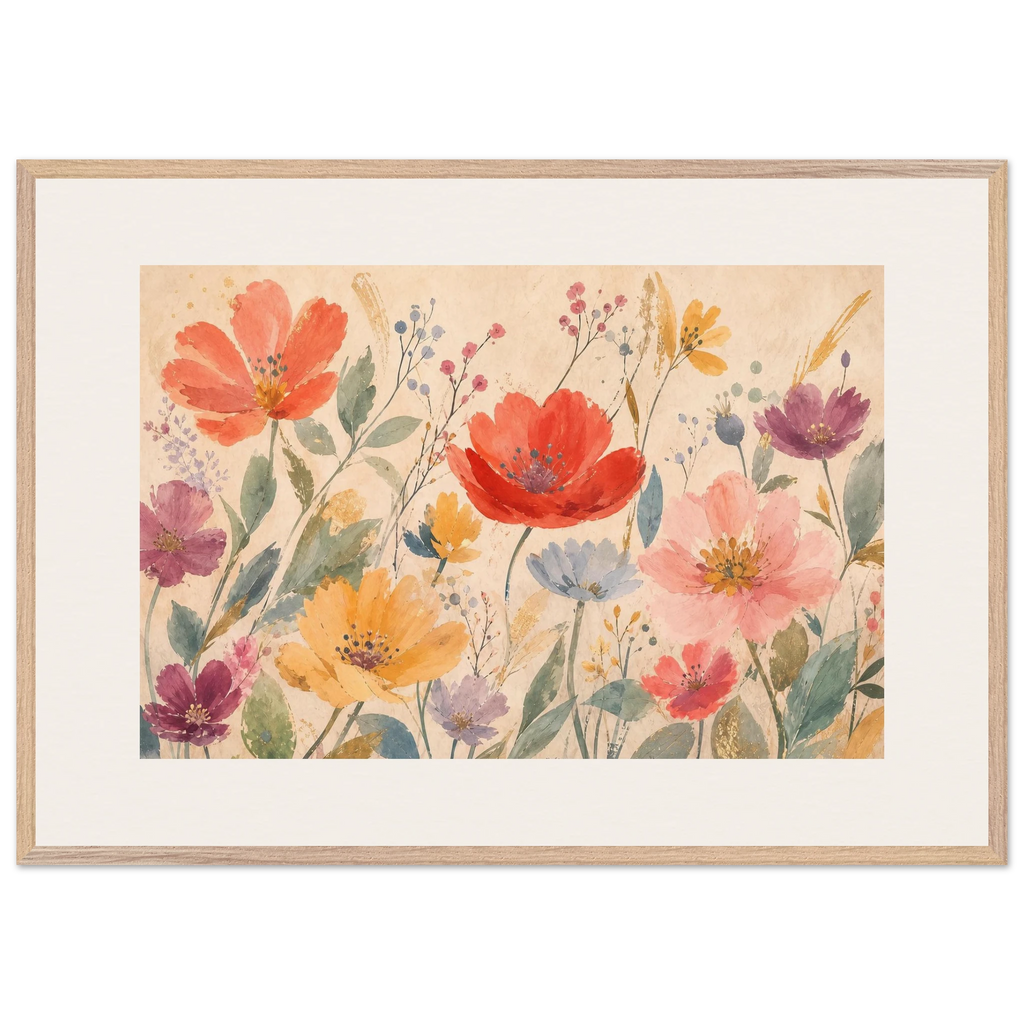 Floral Rhythm, flowers and botanical. Archival framed fine art print shown framed.
