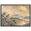 Golden Moon Bird: japanese art and japandi. Museum-quality framed fine art print.