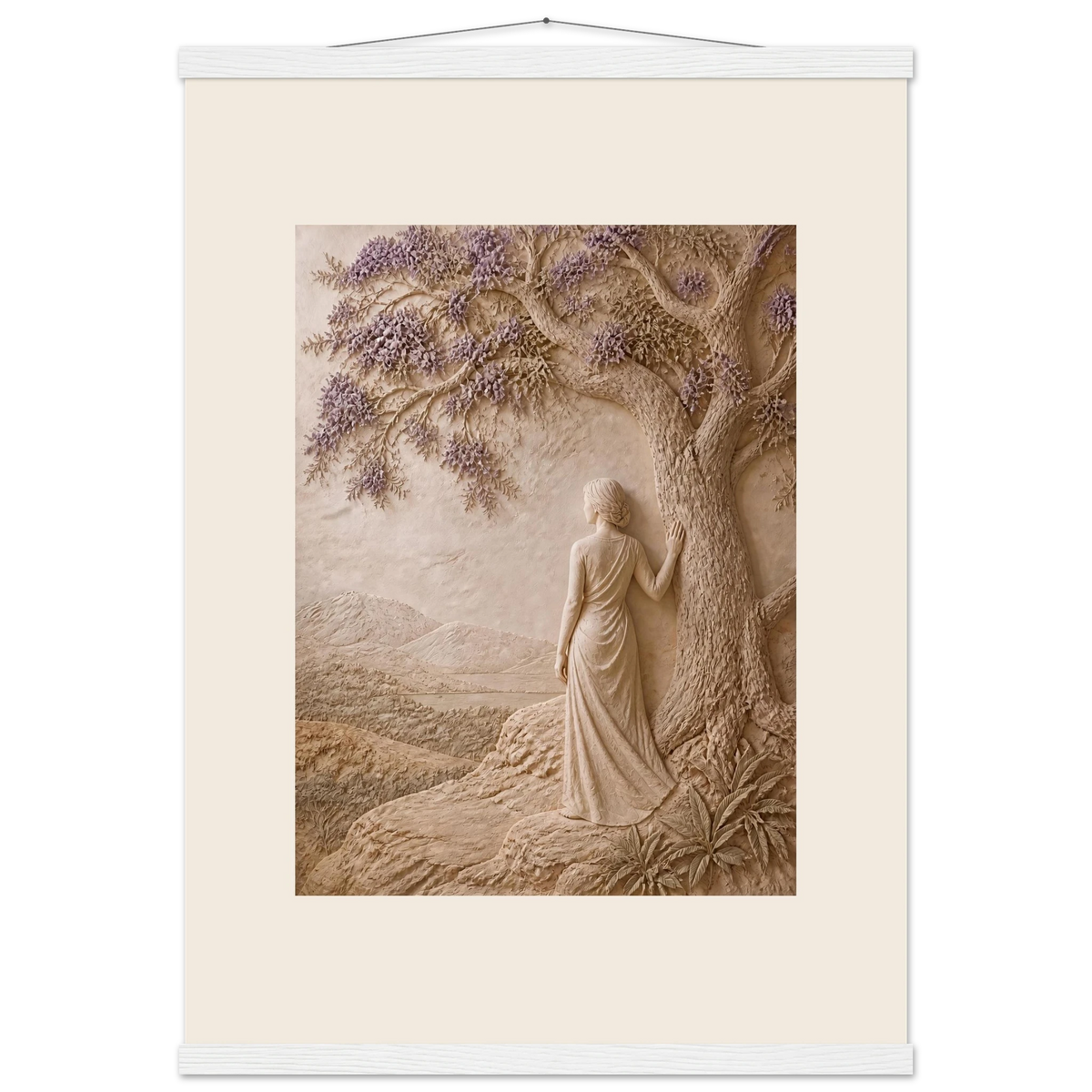 Old Friend: impasto, figure and companion tree. Fine art poster, alternate frame and size.