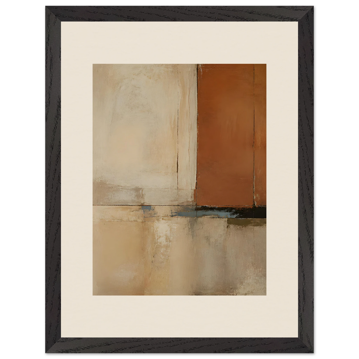 Terracotta Diptych, Panel I of II, two panels, terracotta and cream. Archival framed fine art print shown framed.