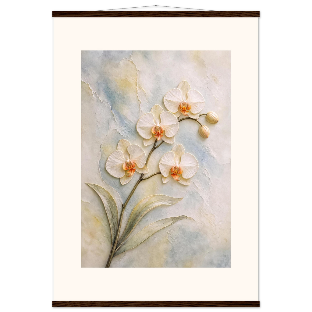 Porcelain Orchid: flowers and botanical. Fine art poster, alternate frame and size.