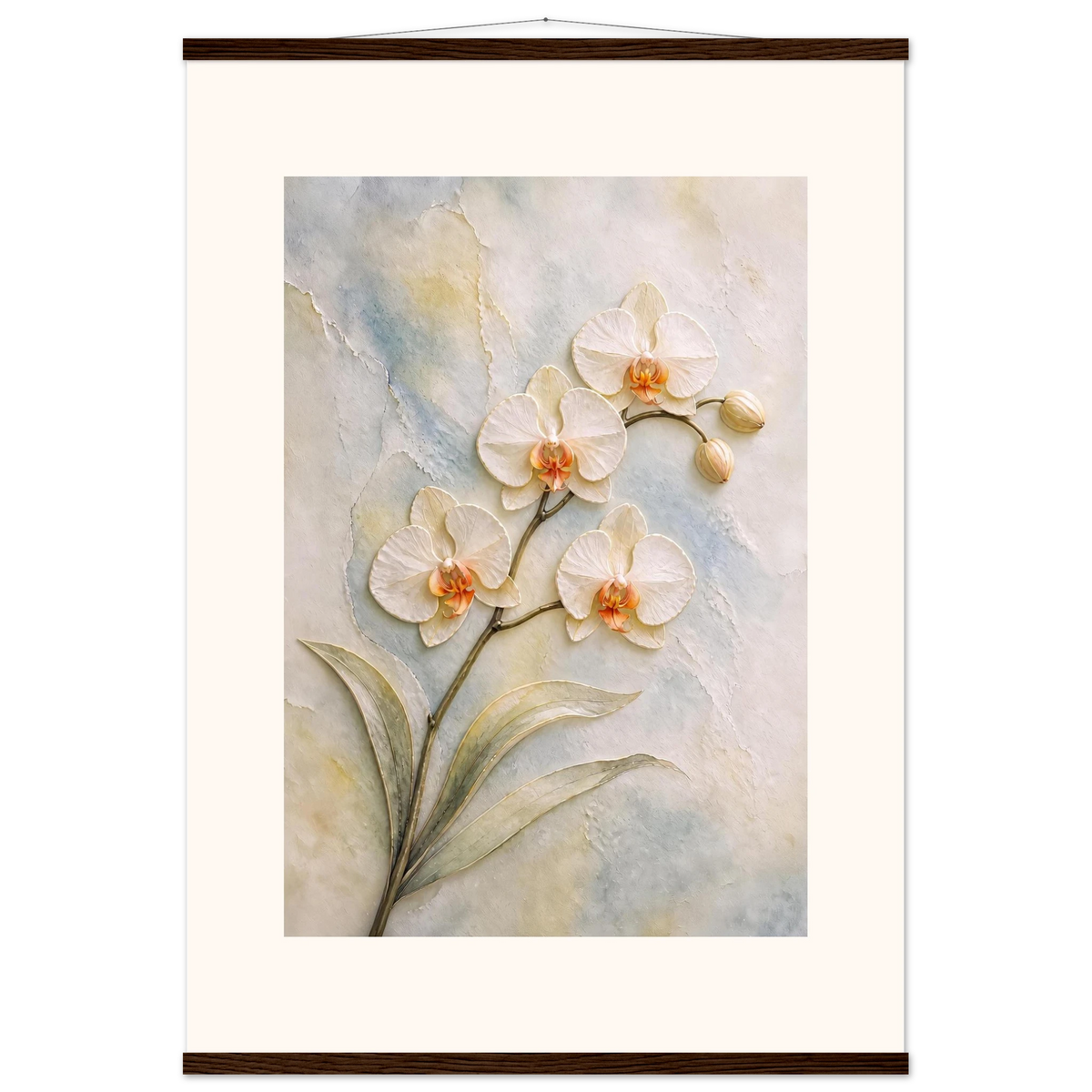 Porcelain Orchid: flowers and botanical. Fine art poster, alternate frame and size.