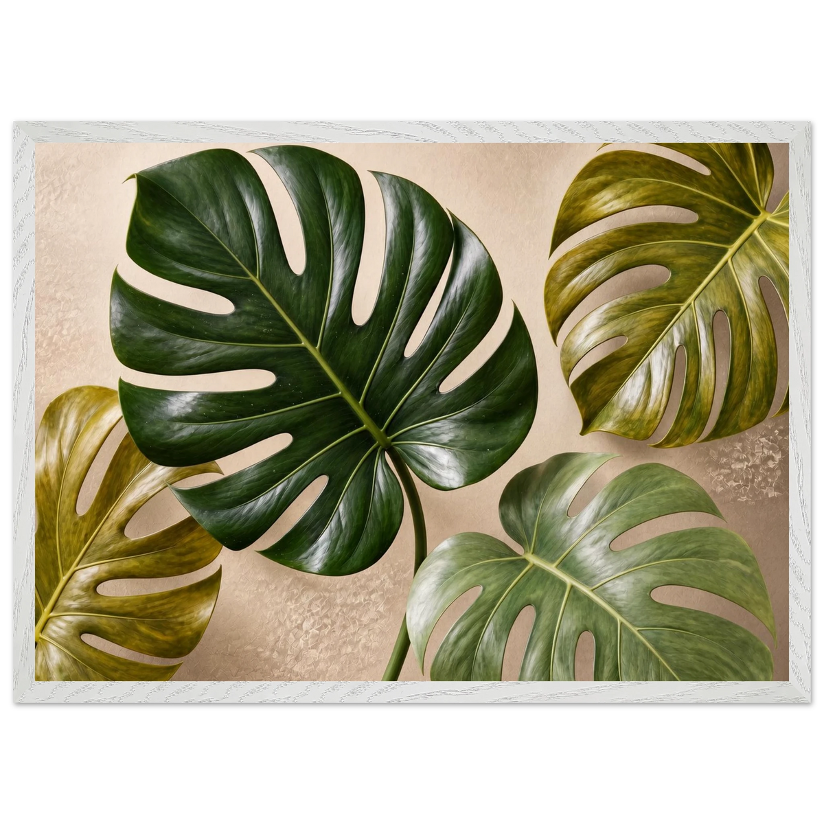 Four Greens: leaves, vivid green and impasto. Framed fine art print by The Light Stays.