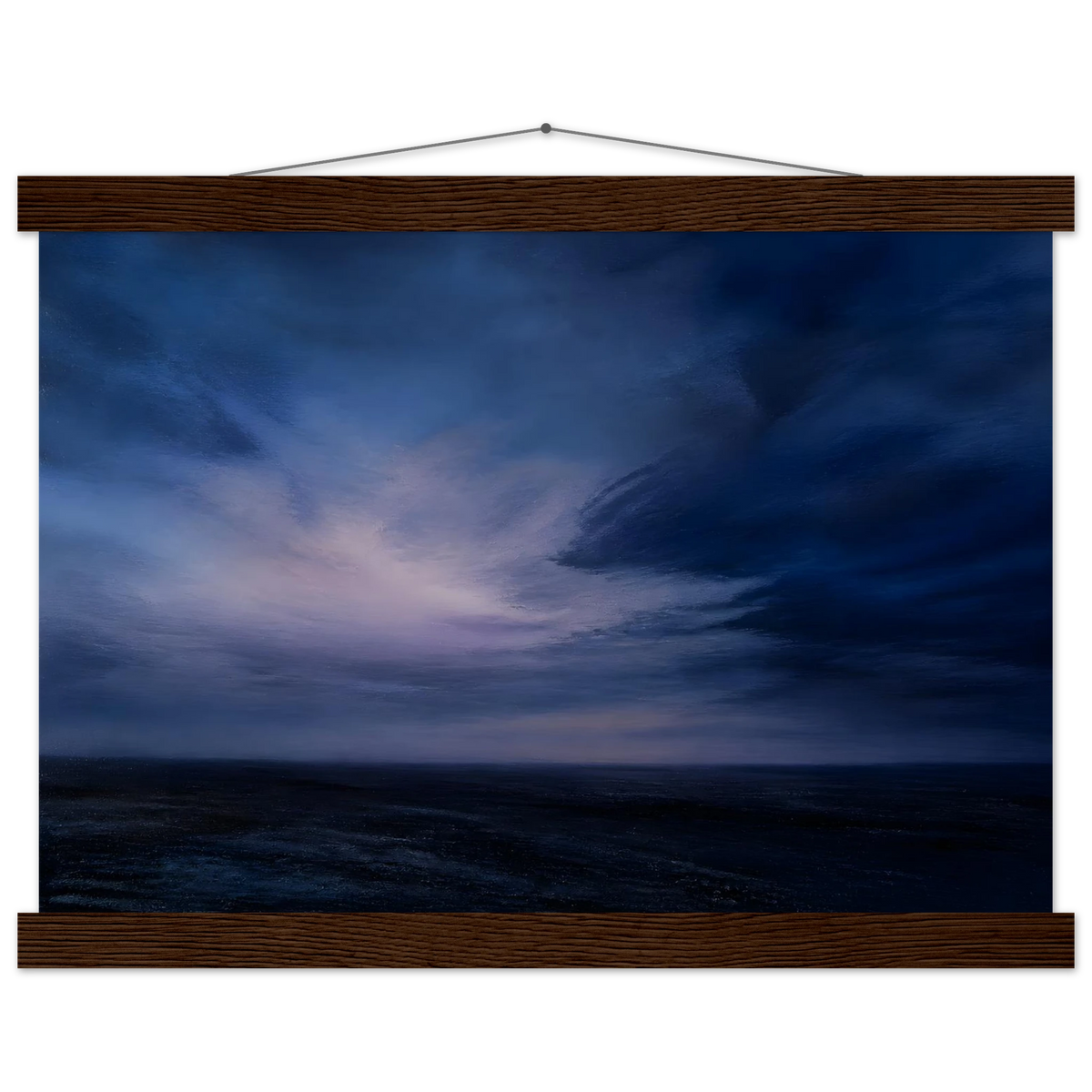 Blue Hour Field: night, horizon and deep blue. Fine art poster, alternate frame and size.