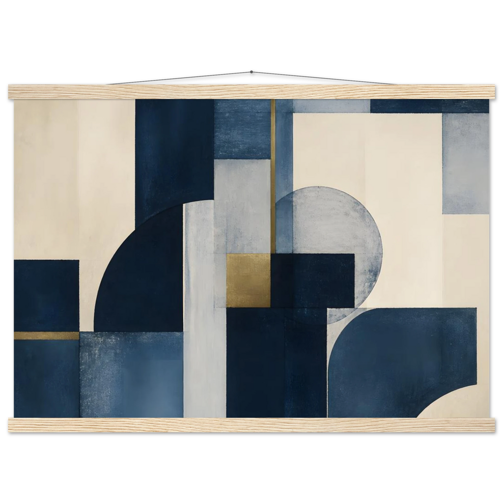 Blue Architecture: geometric abstract, blue and cream. Fine art poster by The Light Stays.