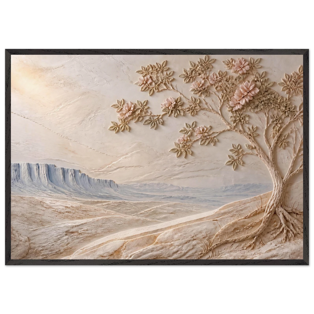 Cliffside Bloom, flowers and botanical. Archival framed fine art print shown framed.