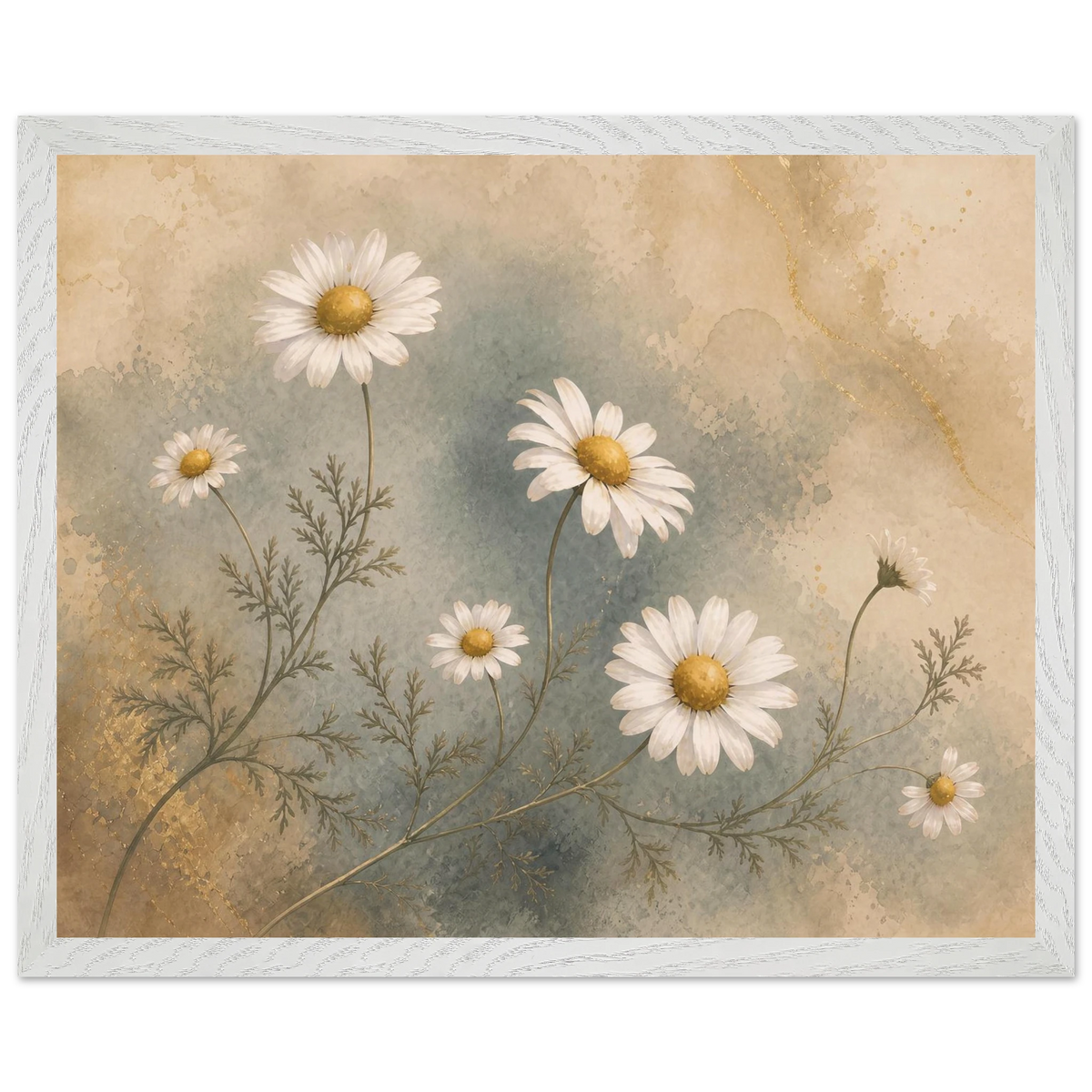 Chamomile Hours, flowers and botanical. Archival framed fine art print shown framed.