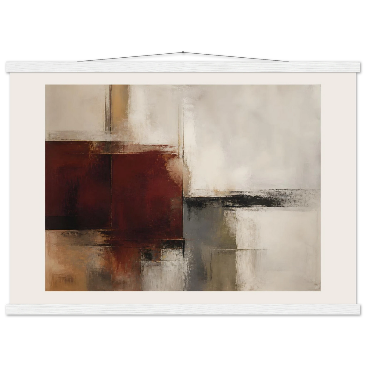 Deep Crimson: abstract, red and color field. Fine art poster with wooden hanger by The Light Stays.