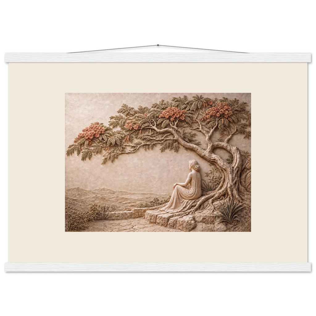 Under the Blossoms: petra and flora. Museum-quality fine art poster.