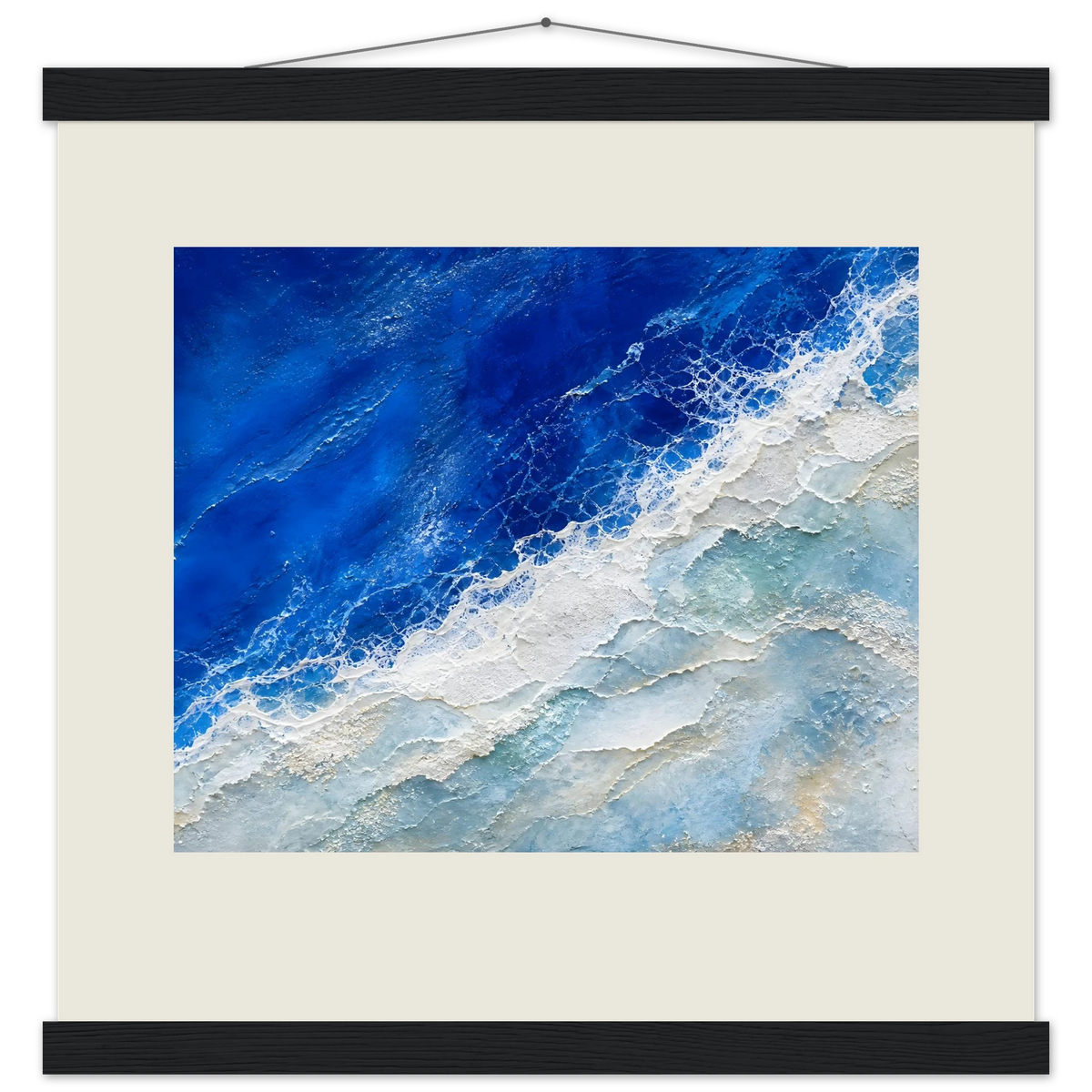 Cobalt Foam: abstract, cobalt and sea foam. Museum-quality fine art poster.