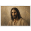 Pôster Kind Eyes com suporte de madeira, retrato sereno de Jesus em luz quente
