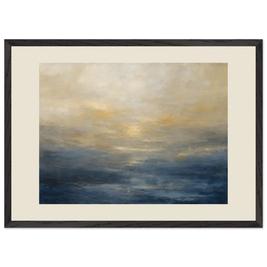 Golden Sea Mist: sea and coastal landscape. Framed fine art print, alternate frame and size.