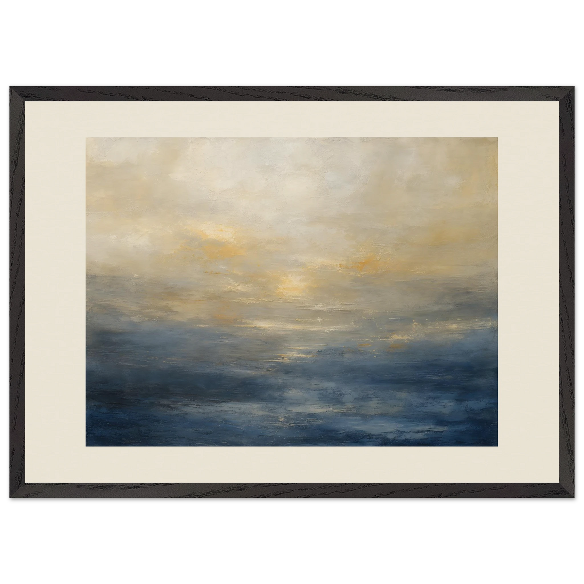 Golden Sea Mist: sea and coastal landscape. Framed fine art print, alternate frame and size.