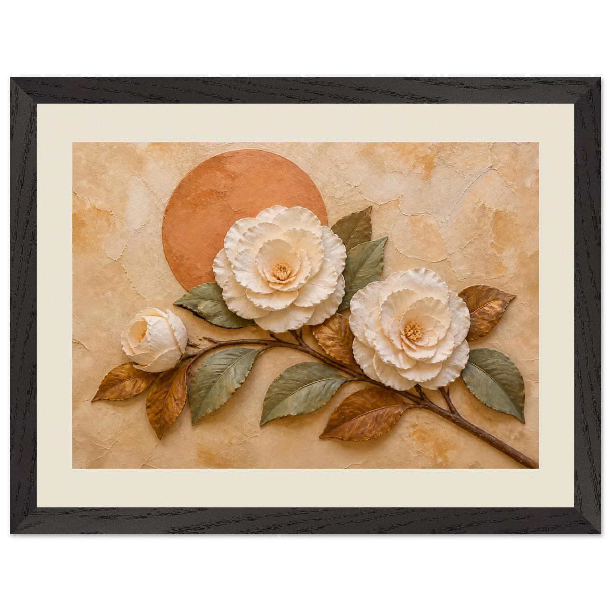 Camellia Eclipse: flowers and botanical. Framed fine art print.