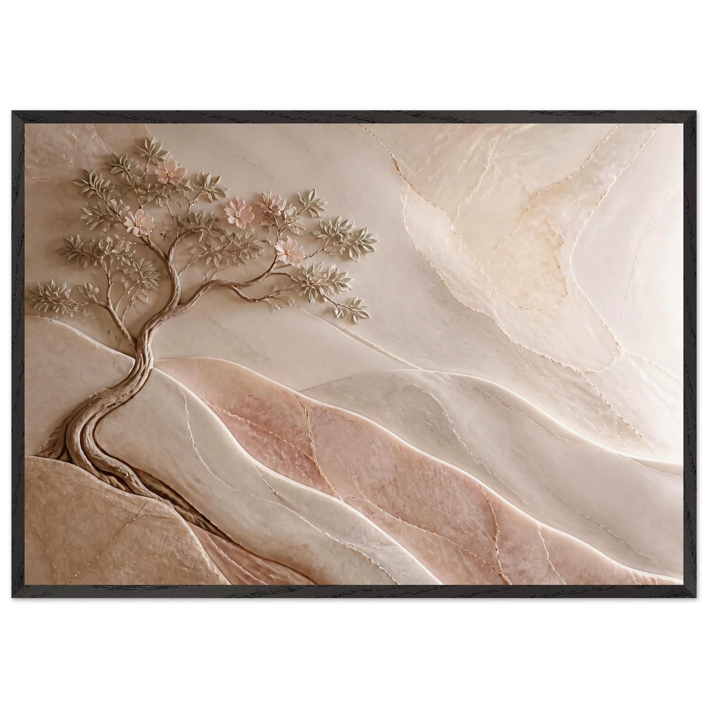 Stone Dawn: petra and siena. Framed fine art print, alternate frame and size.