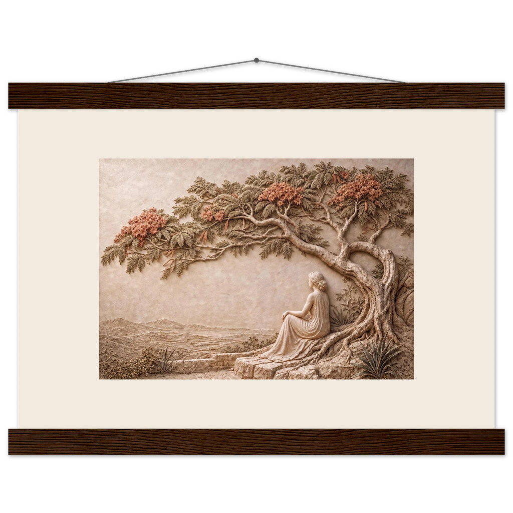 Under the Blossoms: petra and flora. Museum-quality fine art poster.