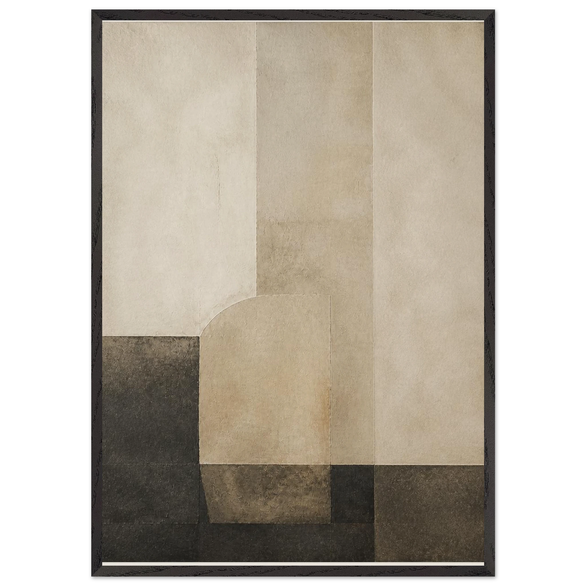 Limewash Triptych, Panel II of III, abstract, mineral texture and neutral tones. Archival framed fine art print shown framed.
