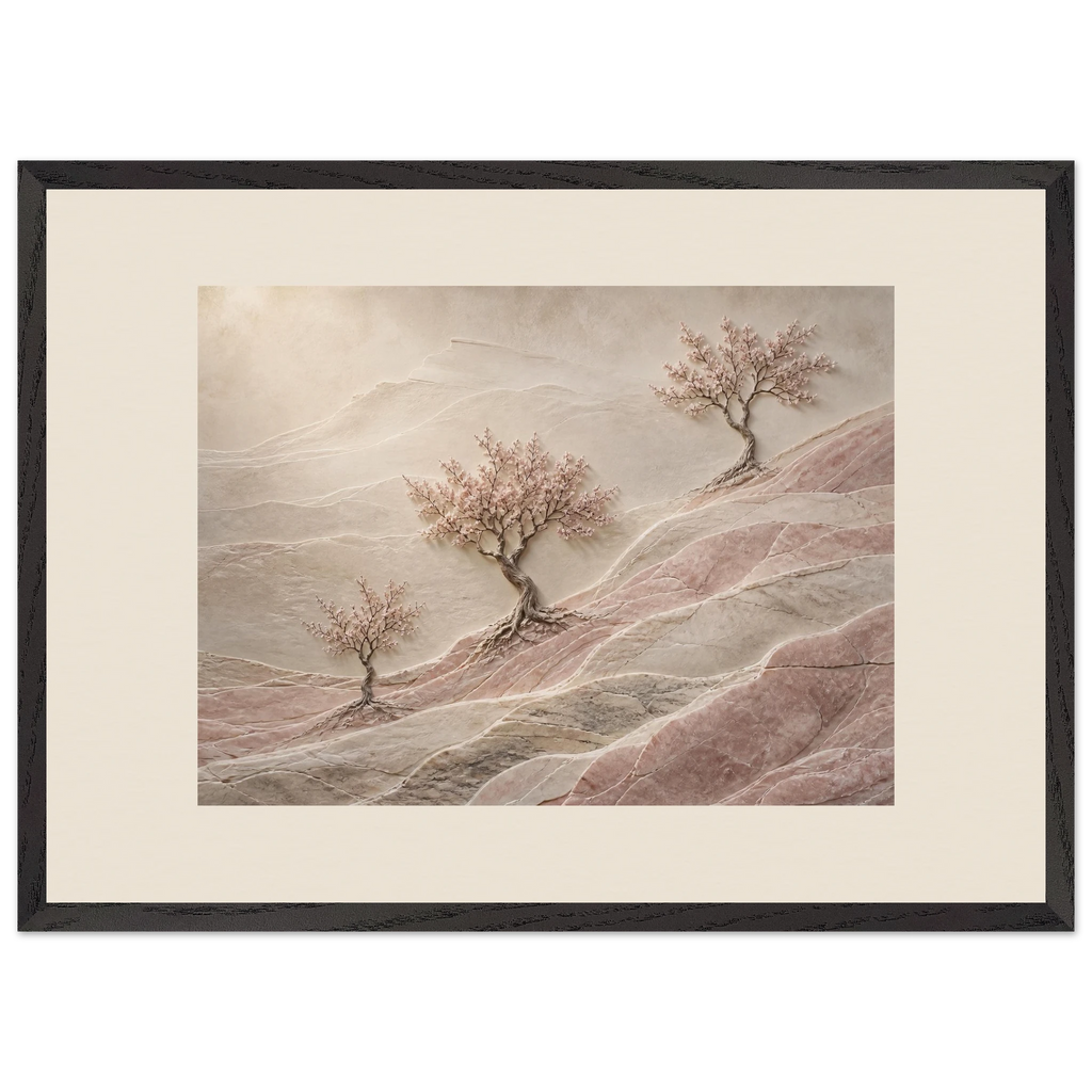 Blossom Terraces: flowers and botanical. Framed fine art print, alternate frame and size.