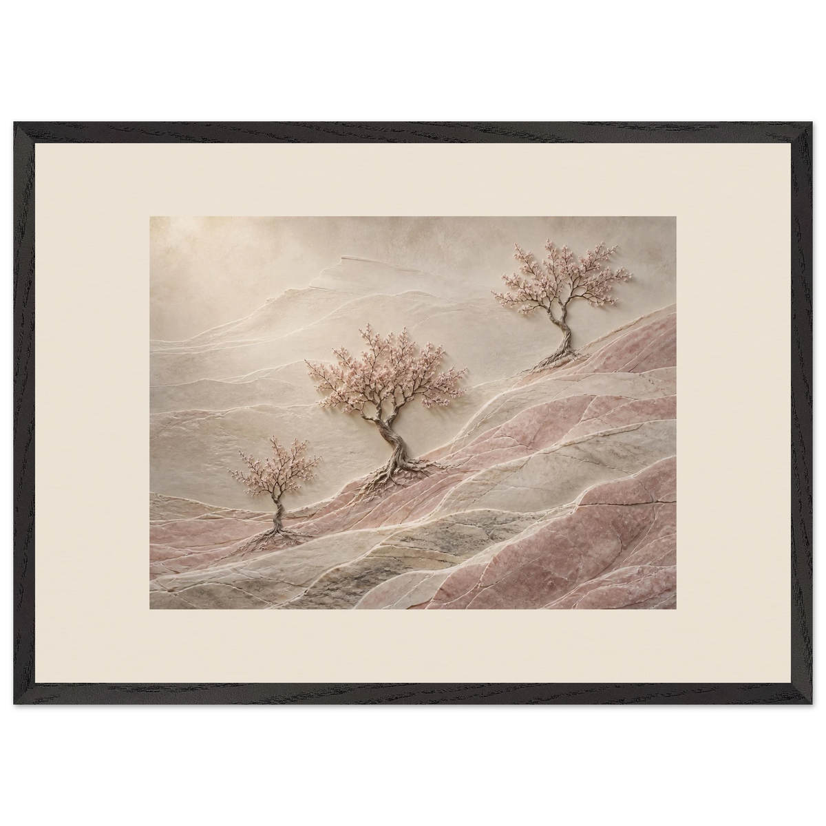 Blossom Terraces: flowers and botanical. Framed fine art print, alternate frame and size.