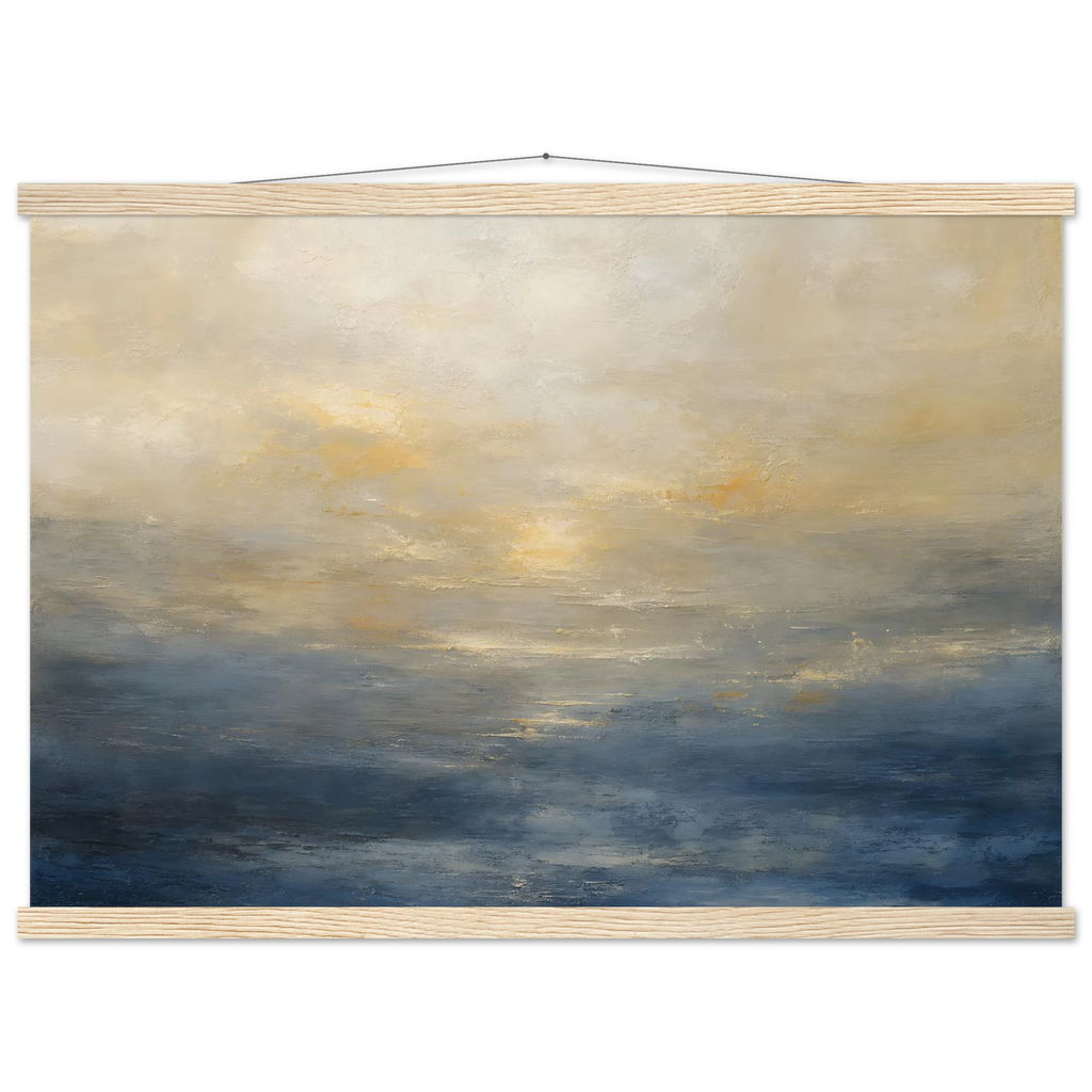 Golden Sea Mist: sea and coastal landscape. Museum-quality fine art poster.