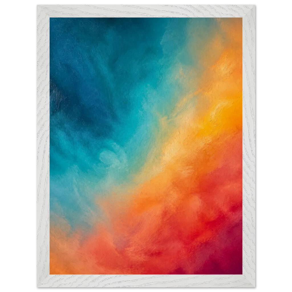 Teal and Orange: gradient, sea and dusk. Framed fine art print, alternate frame and size.