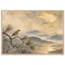 Golden Moon Bird, japanese art and japandi. Archival framed fine art print shown framed.