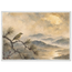 Golden Moon Bird, japanese art and japandi. Archival framed fine art print shown framed.