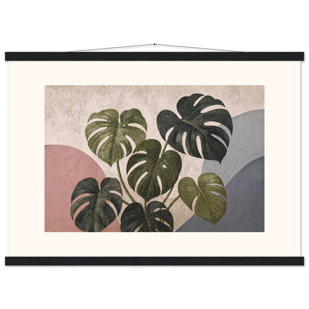 Monstera Sun, botanical and nature. Archival fine art poster shown framed.