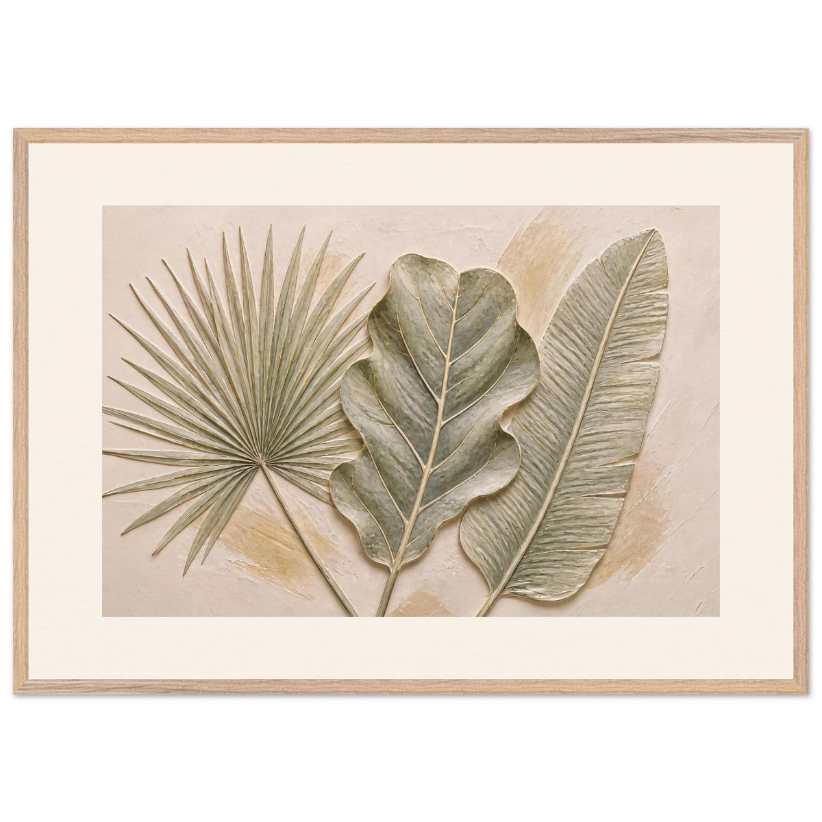 Three Leaves: botanical and nature. Museum-quality framed fine art print.
