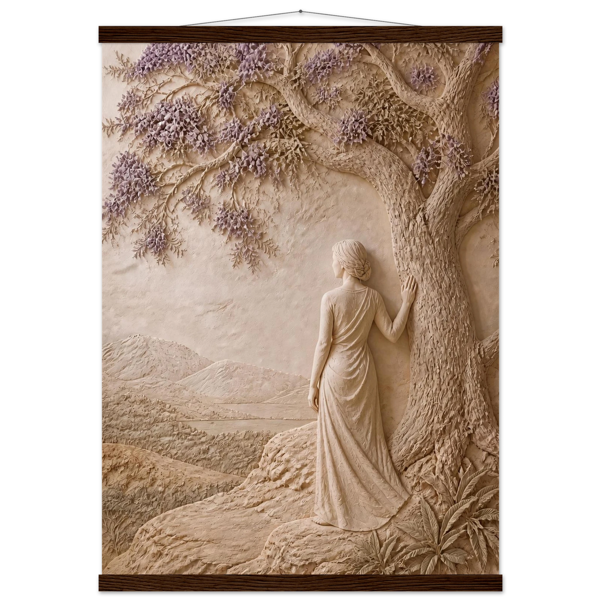 Old Friend: impasto, figure and companion tree. Fine art poster, alternate frame and size.