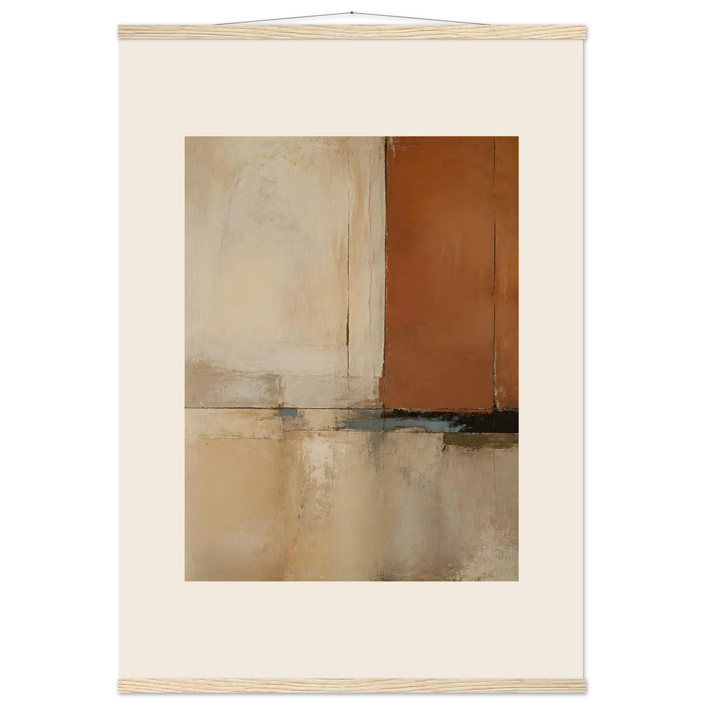 Terracotta Diptych, Panel I of II: two panels, terracotta and cream. Fine art poster, alternate frame and size.