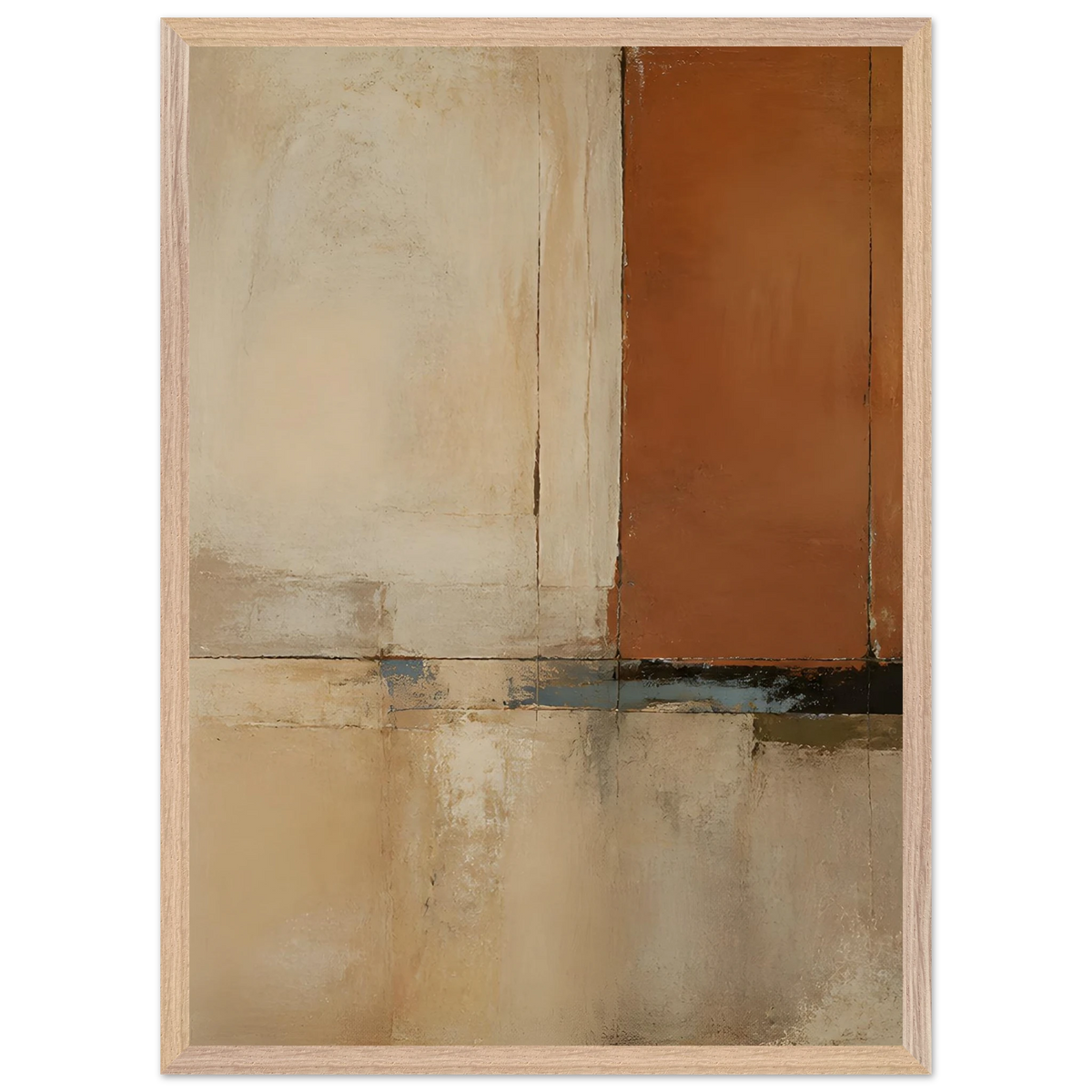 Terracotta Diptych, Panel I of II: two panels, terracotta and cream. Framed fine art print by The Light Stays.