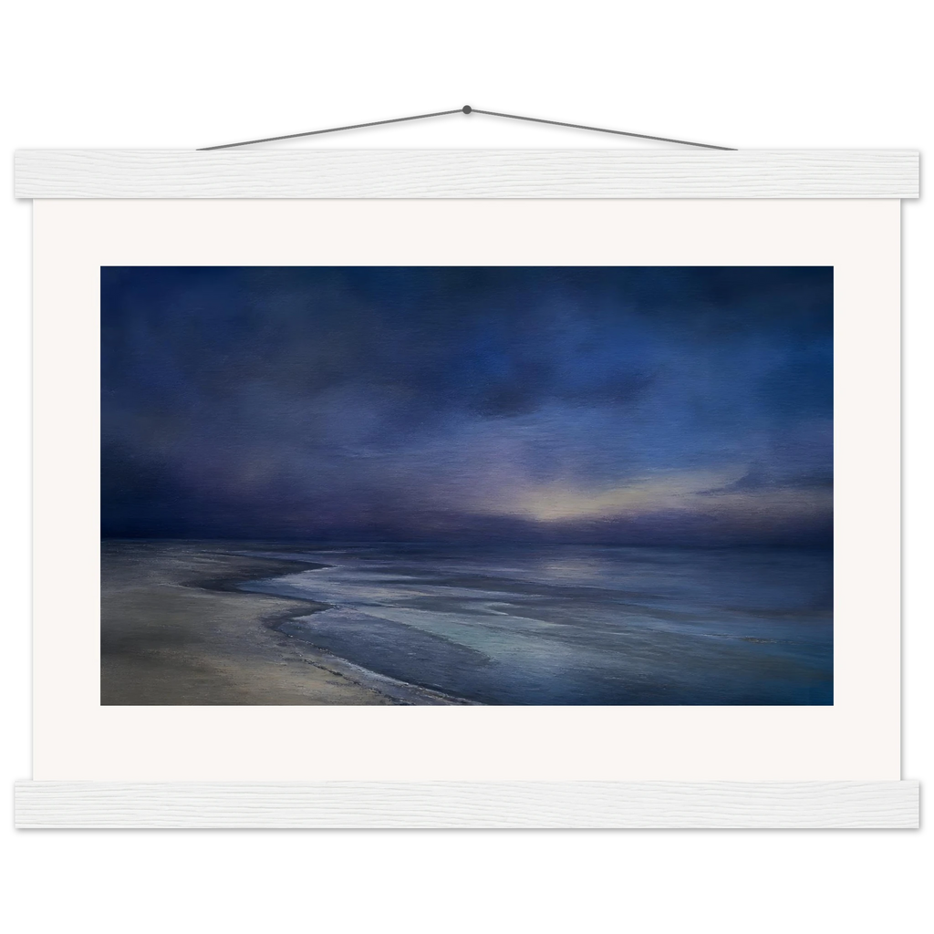 Blue Hour Shore: sea and coastal landscape. Fine art poster by The Light Stays.