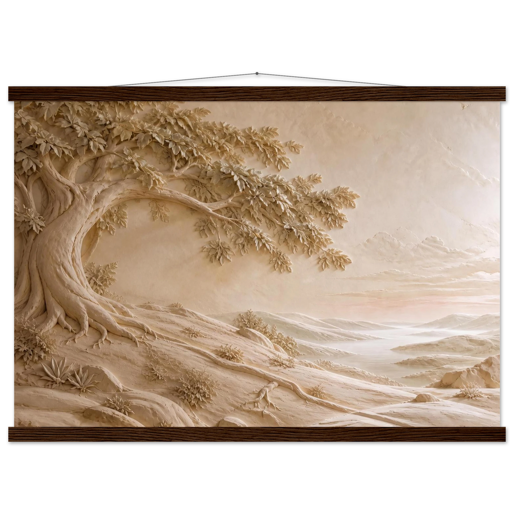 Sandstone Dawn: lumen and siena. Museum-quality fine art poster.