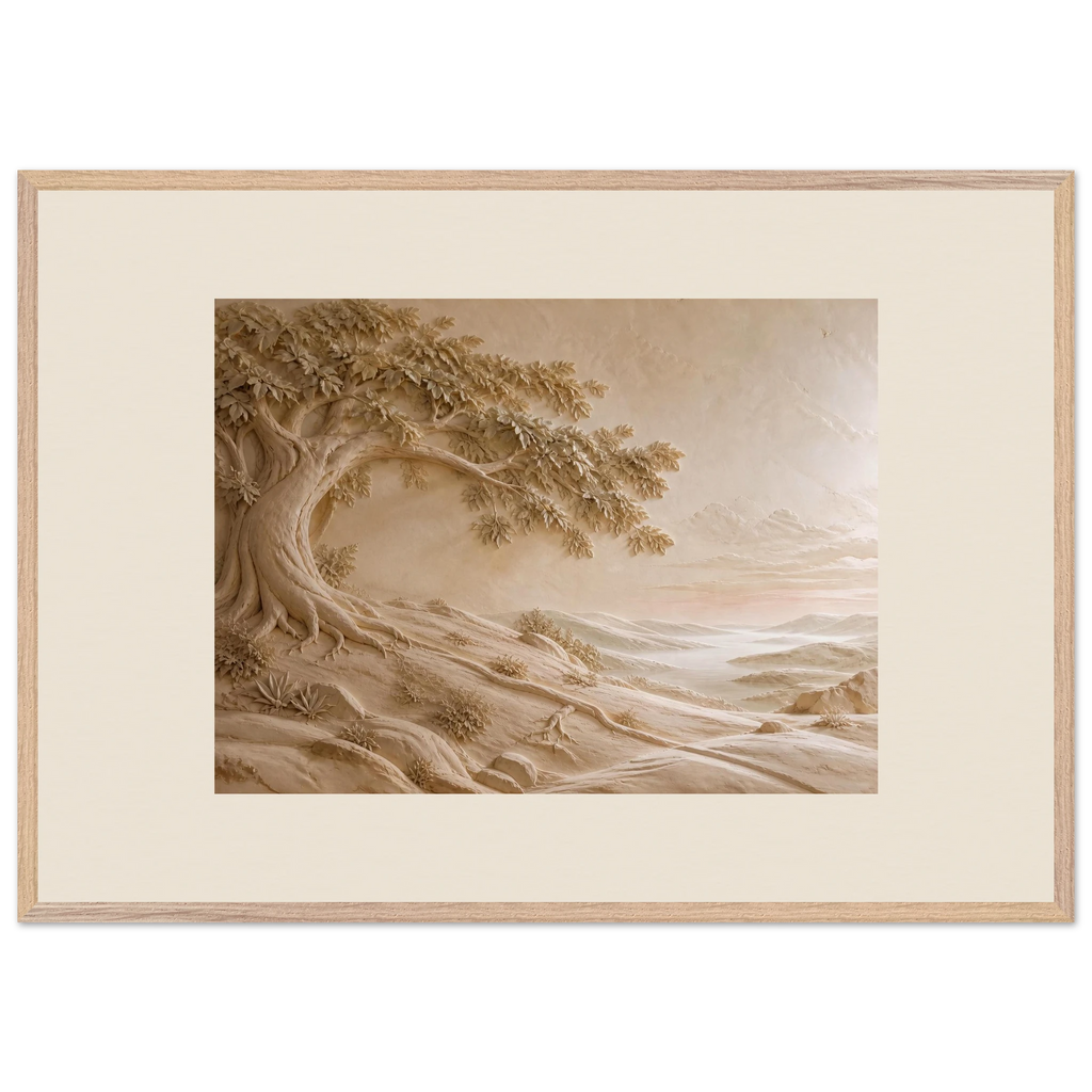 Sandstone Dawn: lumen and siena. Museum-quality framed fine art print.