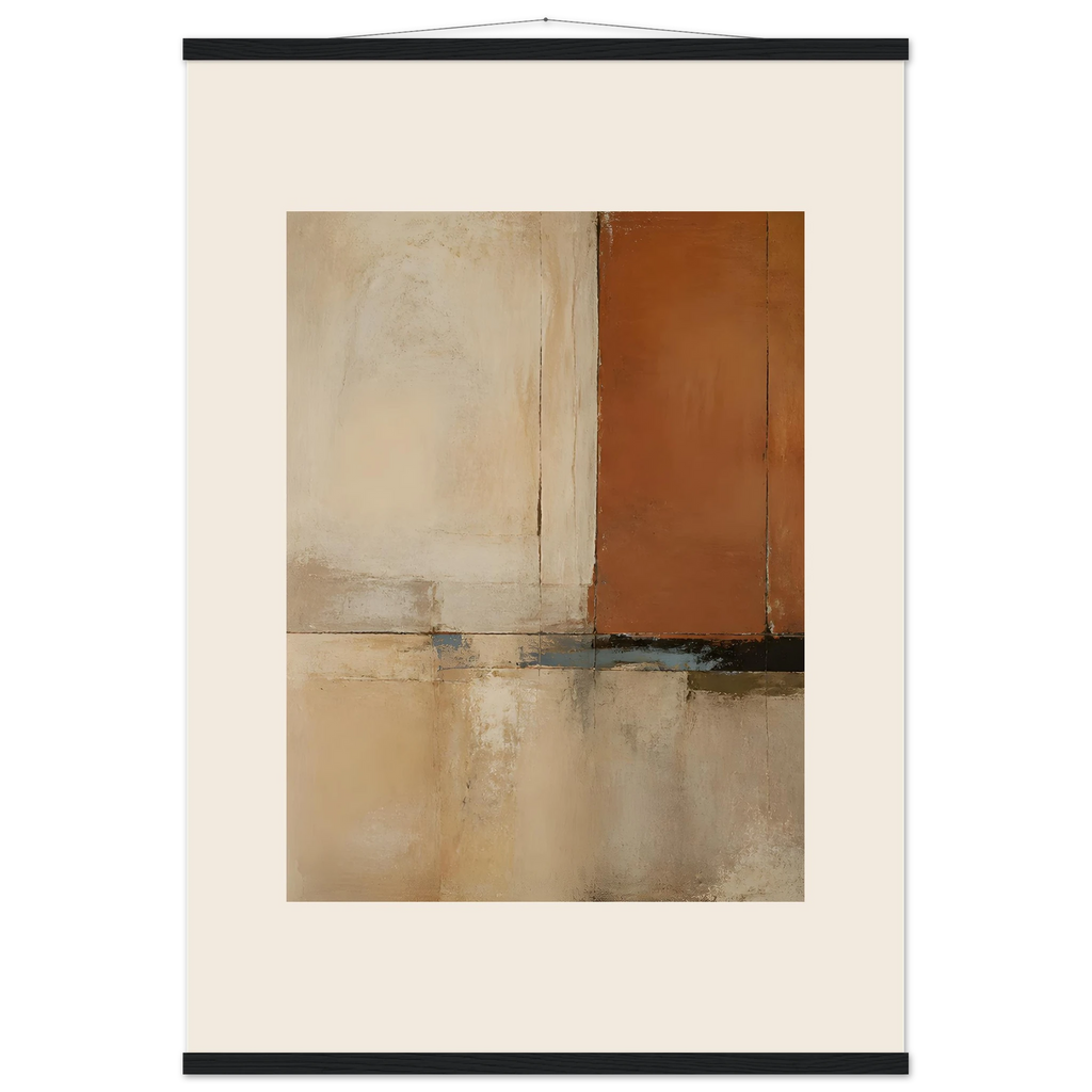 Terracotta Diptych, Panel I of II, two panels, terracotta and cream. Archival fine art poster shown framed.