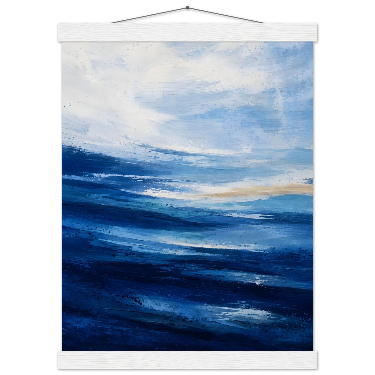 Atlantic Blue: coastline, ocean and texture. Fine art poster with wooden hanger by The Light Stays.